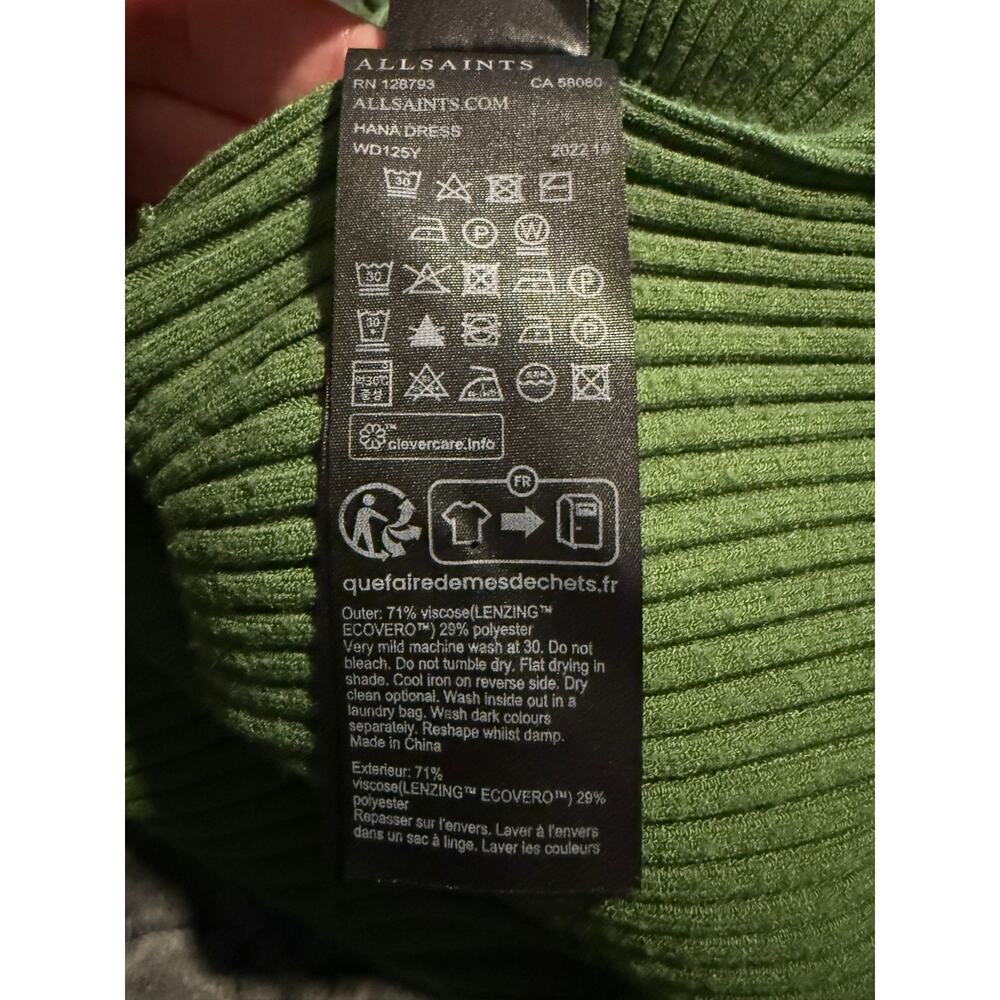 All Saints Green Hana Sweater Dress Set Women Ribbed Knit Layered L - G002 - Picture 11 of 11